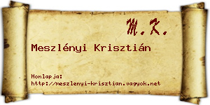 Meszlényi Krisztián névjegykártya